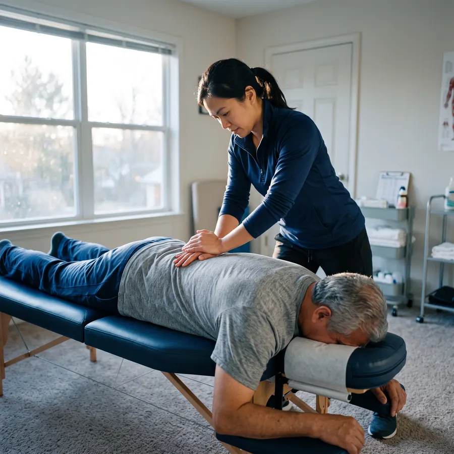 Jessica performing acupuncture to relieve knee pain and improve mobility